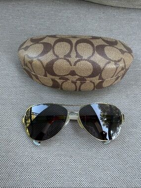 Coach Aviator Sunglasses in Gold with Dark Lenses